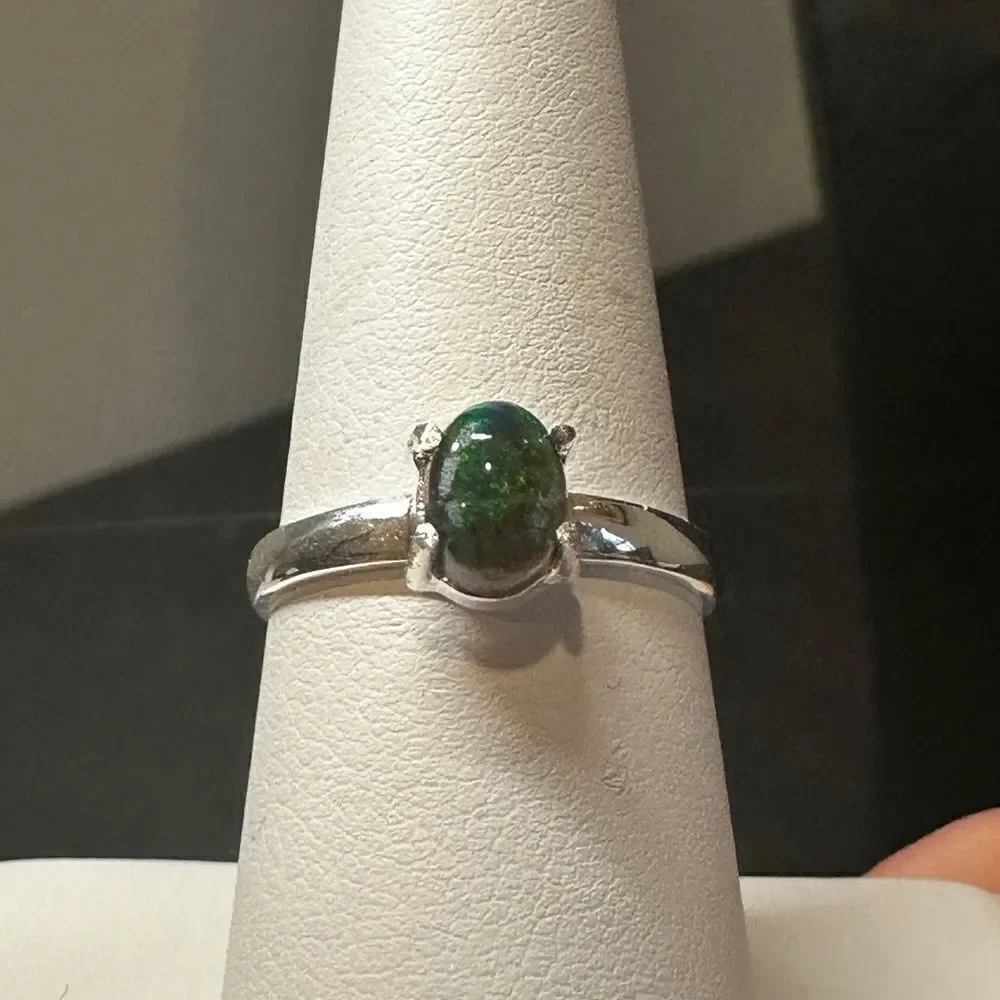 5x7mm‎ cabochon opal solitaire in sterling silver!